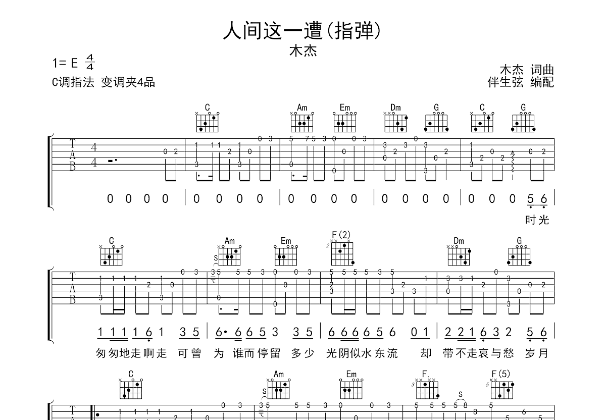 人间这一遭吉他谱预览图