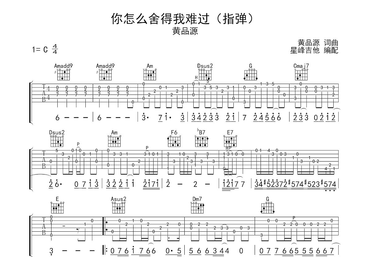 你怎么舍得我难过吉他谱预览图