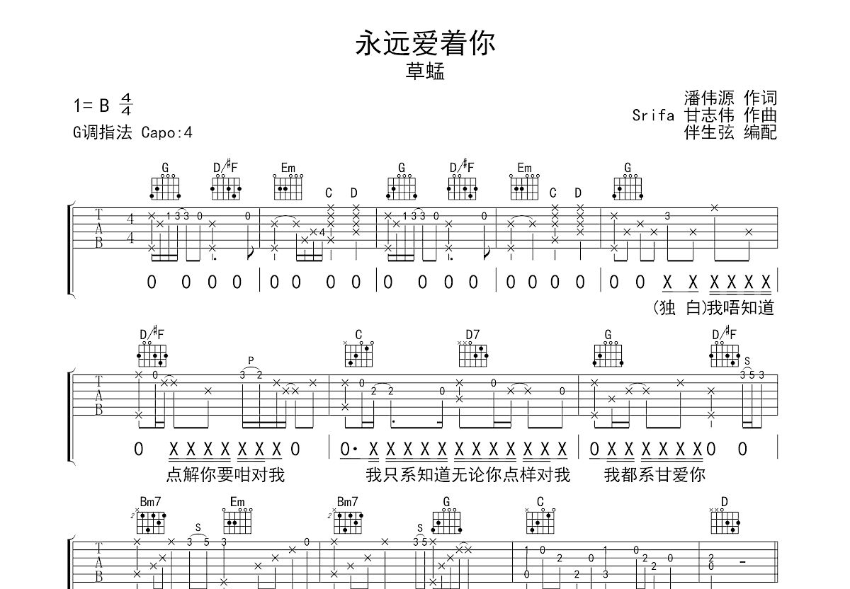 永远爱着你吉他谱预览图