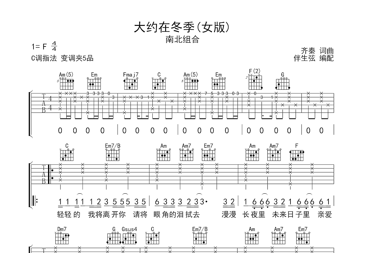 大约在冬季吉他谱预览图