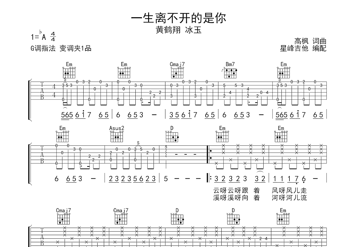 一生离不开的是你吉他谱预览图
