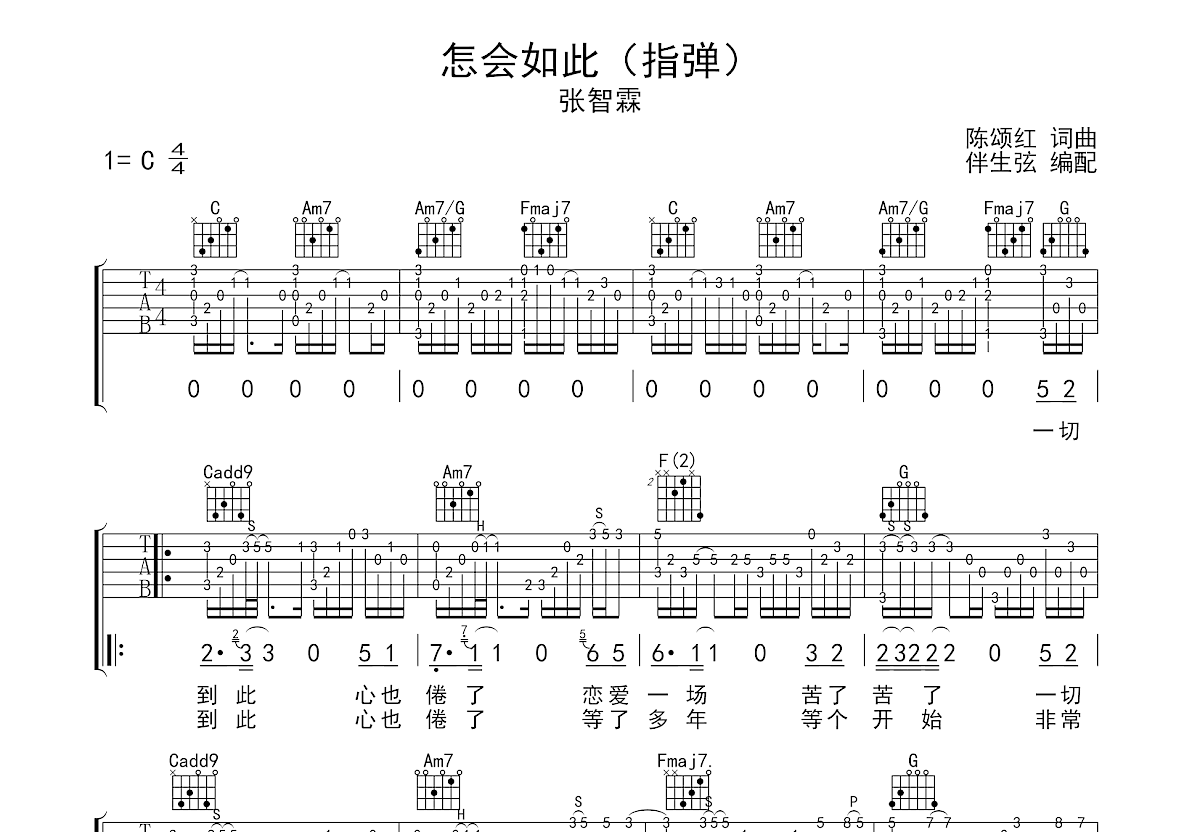 怎会如此吉他谱预览图