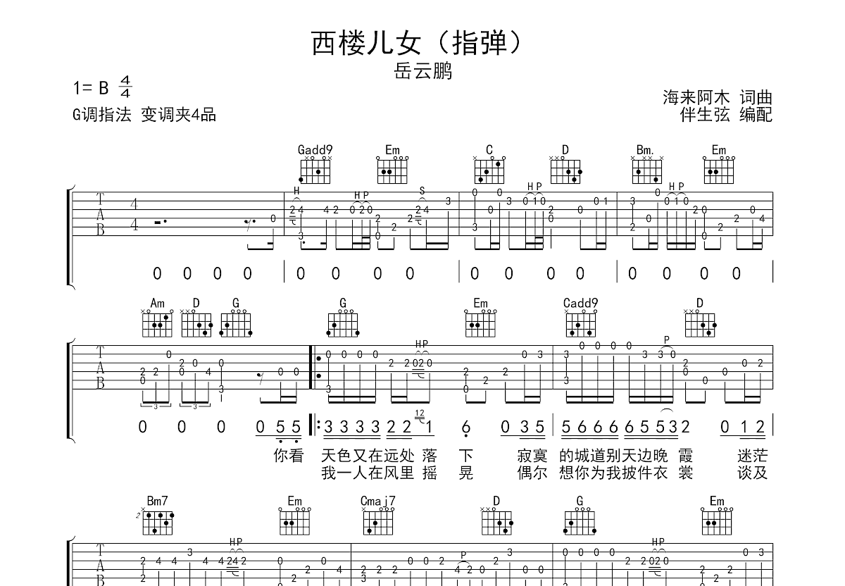 西楼儿女吉他谱预览图