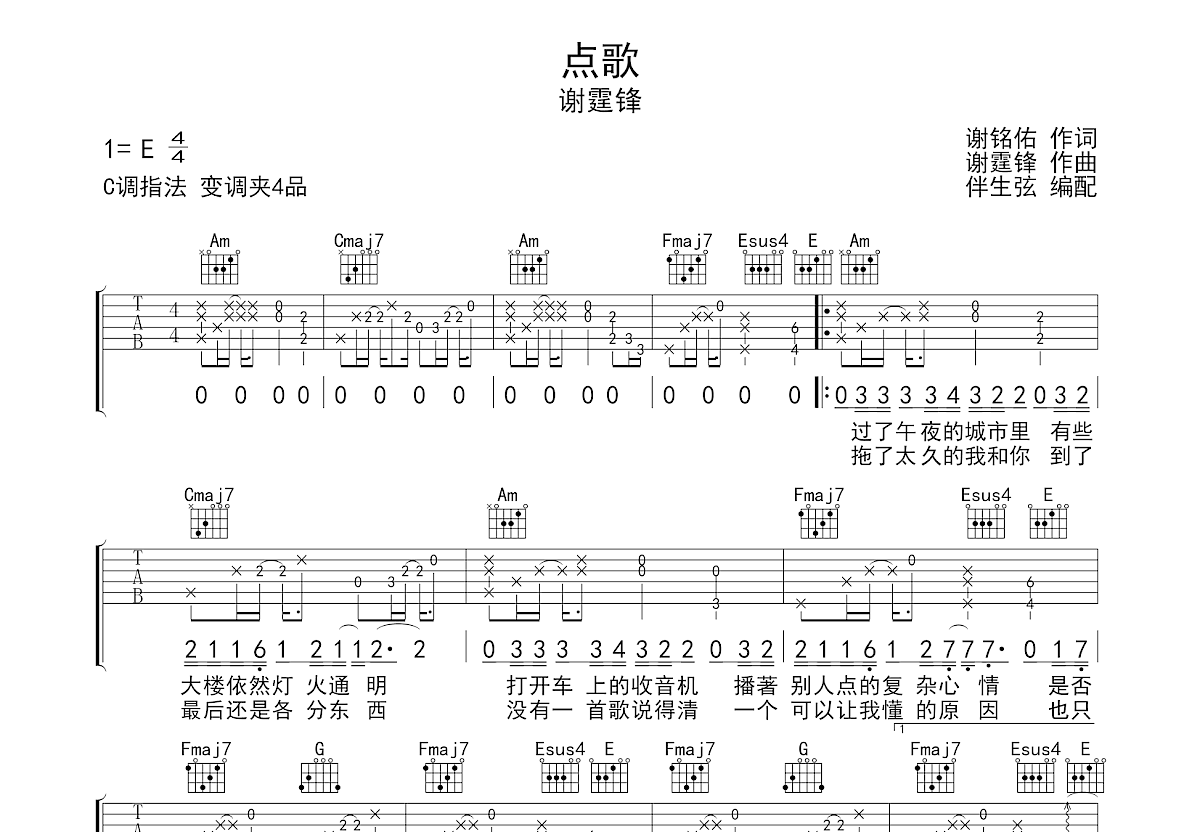 点歌吉他谱预览图