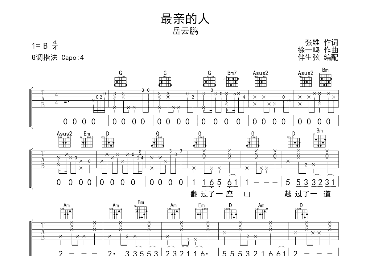 最亲的人吉他谱预览图