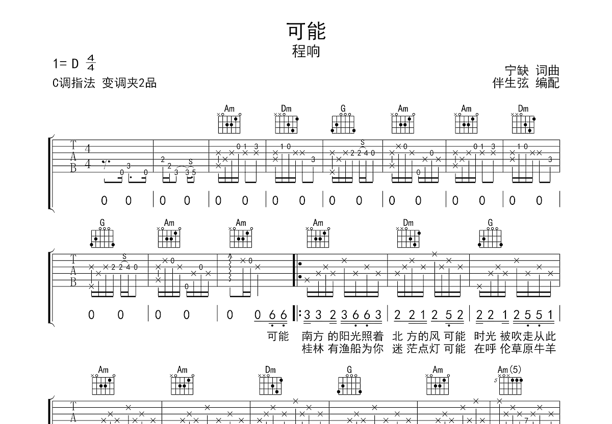 可能吉他谱预览图