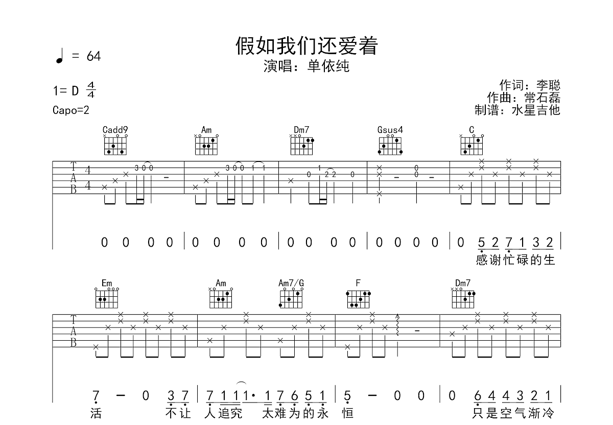 假如我们还爱着吉他谱预览图