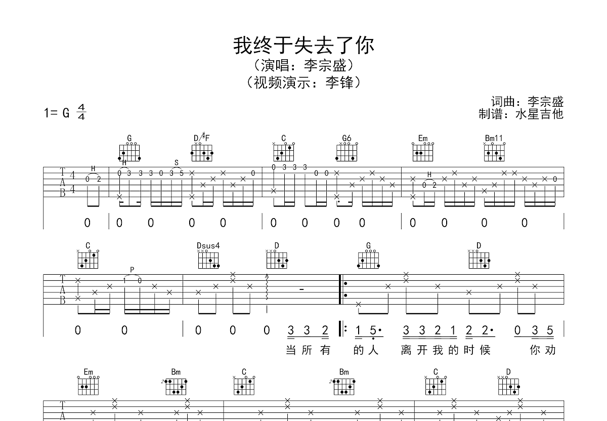 我终于失去了你吉他谱预览图