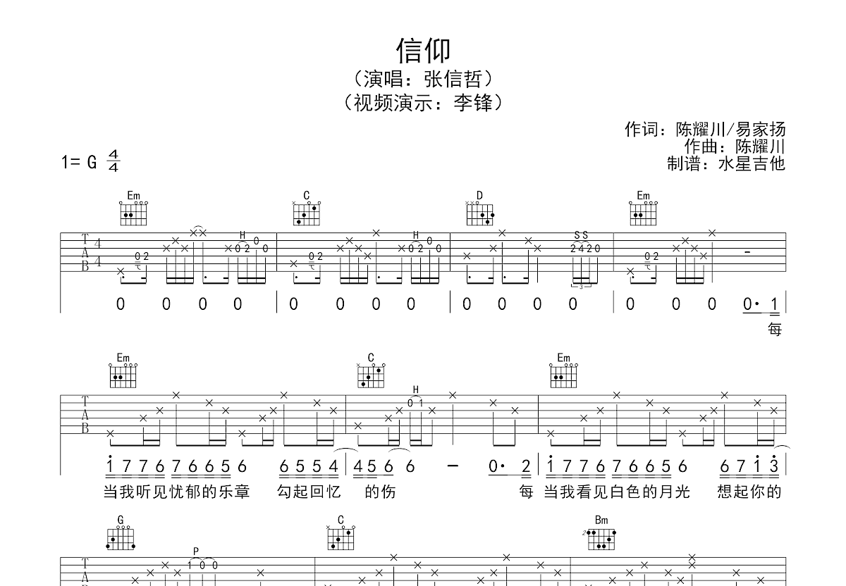 信仰吉他谱预览图