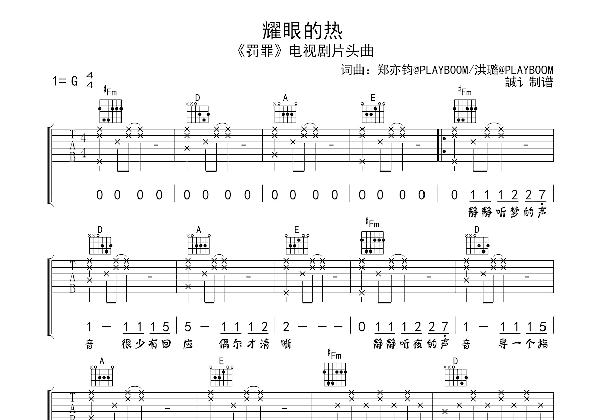 耀眼的热吉他谱预览图