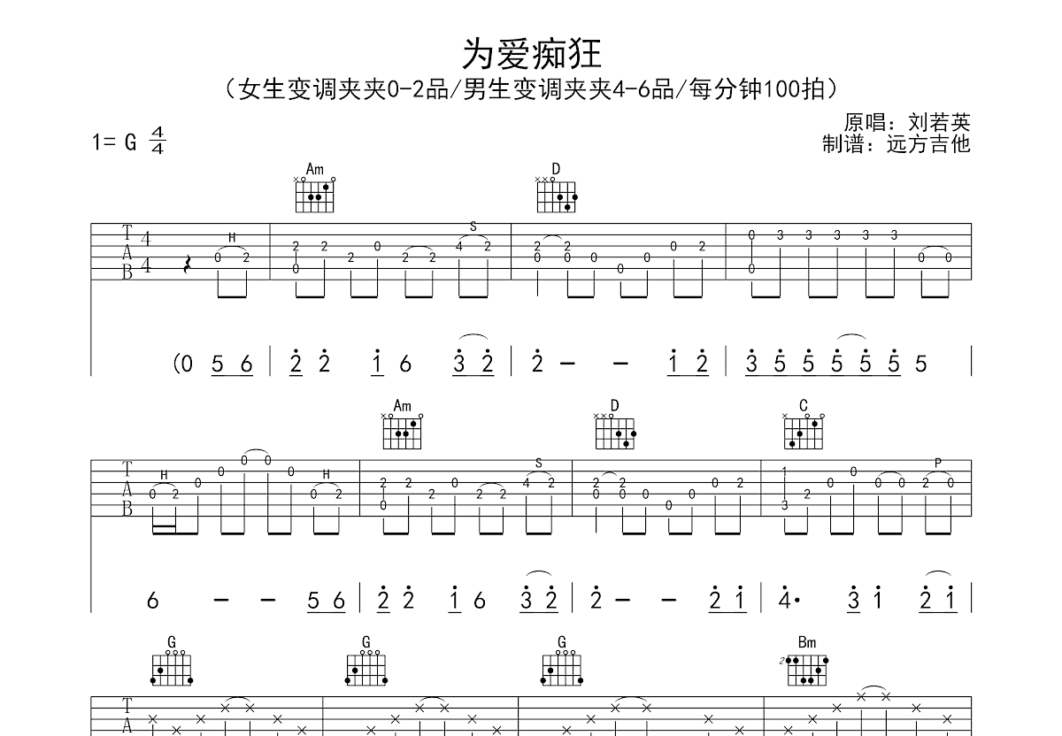 为爱痴狂吉他谱预览图