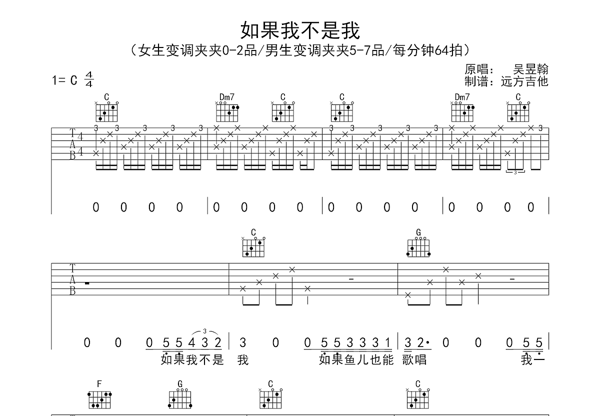 如果我不是我吉他谱预览图