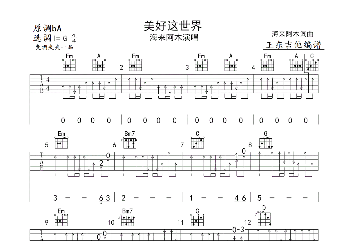 美好这世界吉他谱预览图