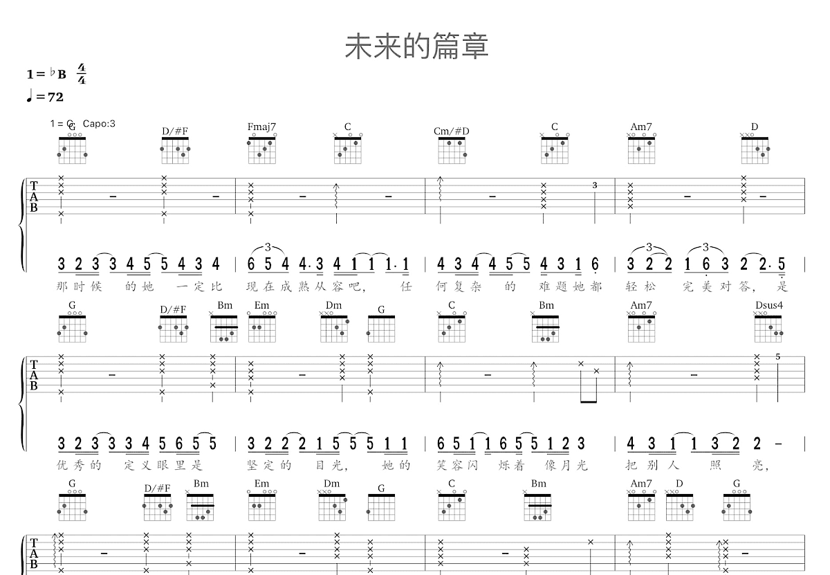 未来的篇章吉他谱预览图