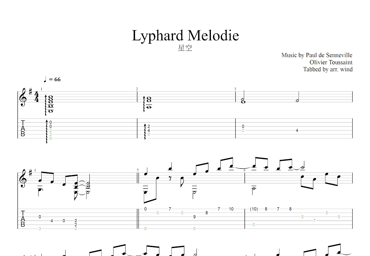 星空吉他谱预览图