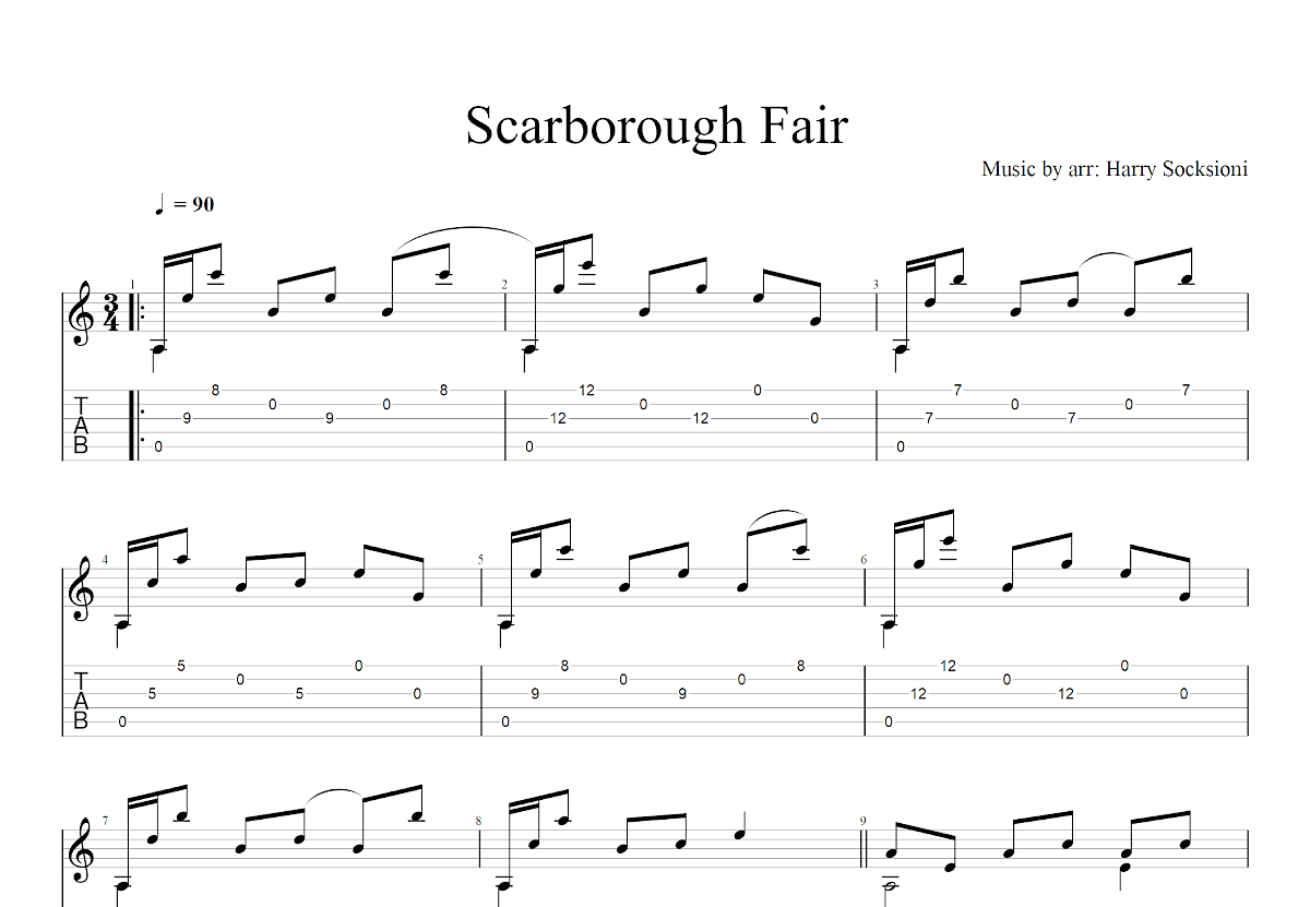 Scarborough Fair吉他谱预览图
