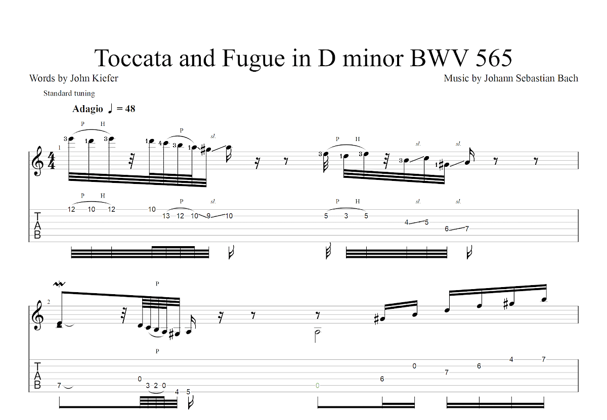 Toccata and Fugue in D minor BWV 565吉他谱_Johann Sebastian Bach_C调古典