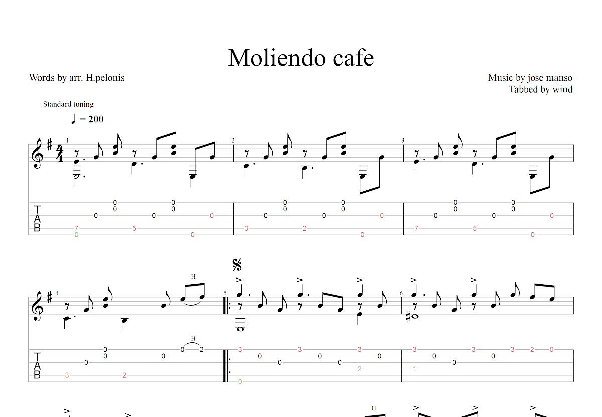 Moliendo cafe吉他谱_jose manso_G调古典