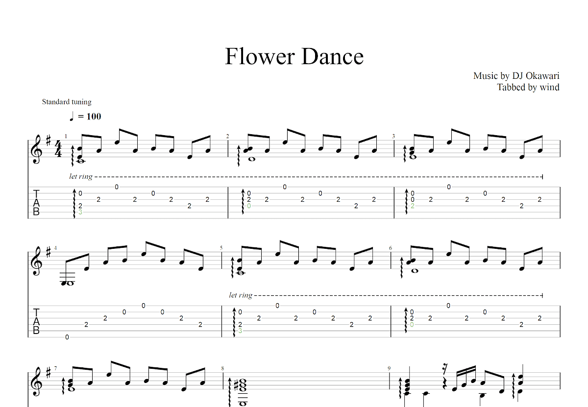 Flower Dance吉他谱预览图