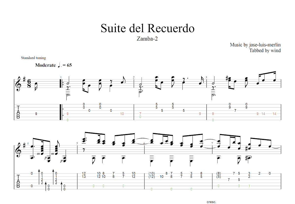 梅林回忆组曲-2吉他谱预览图
