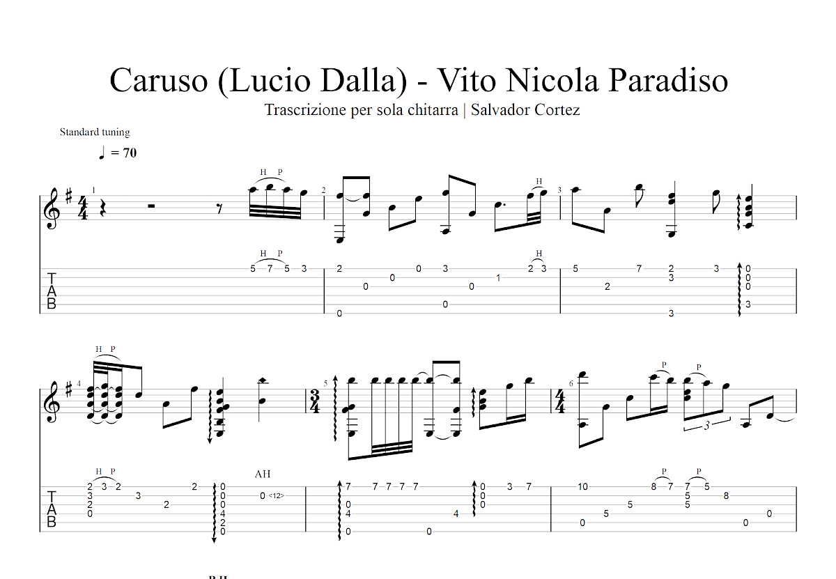 Caruso吉他谱预览图