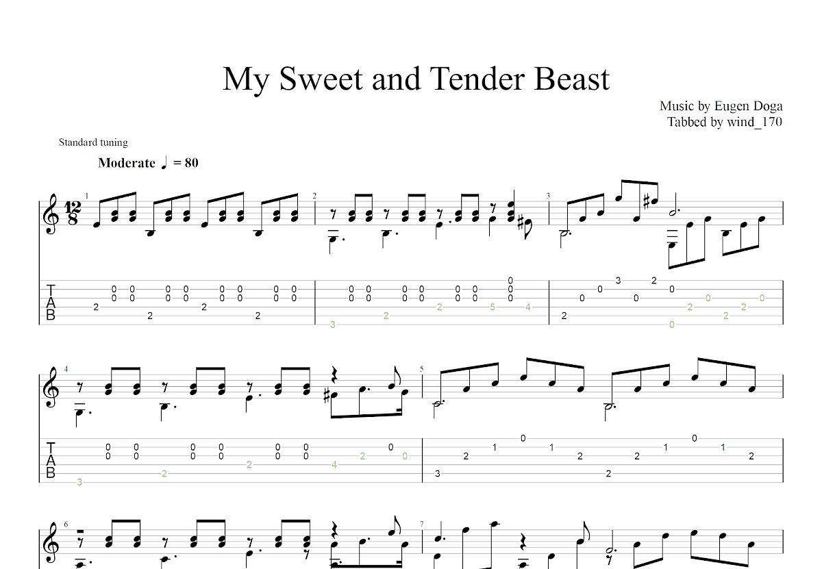 Waltz My Sweet and Tender Beast吉他谱_Eugen Doga_C调古典