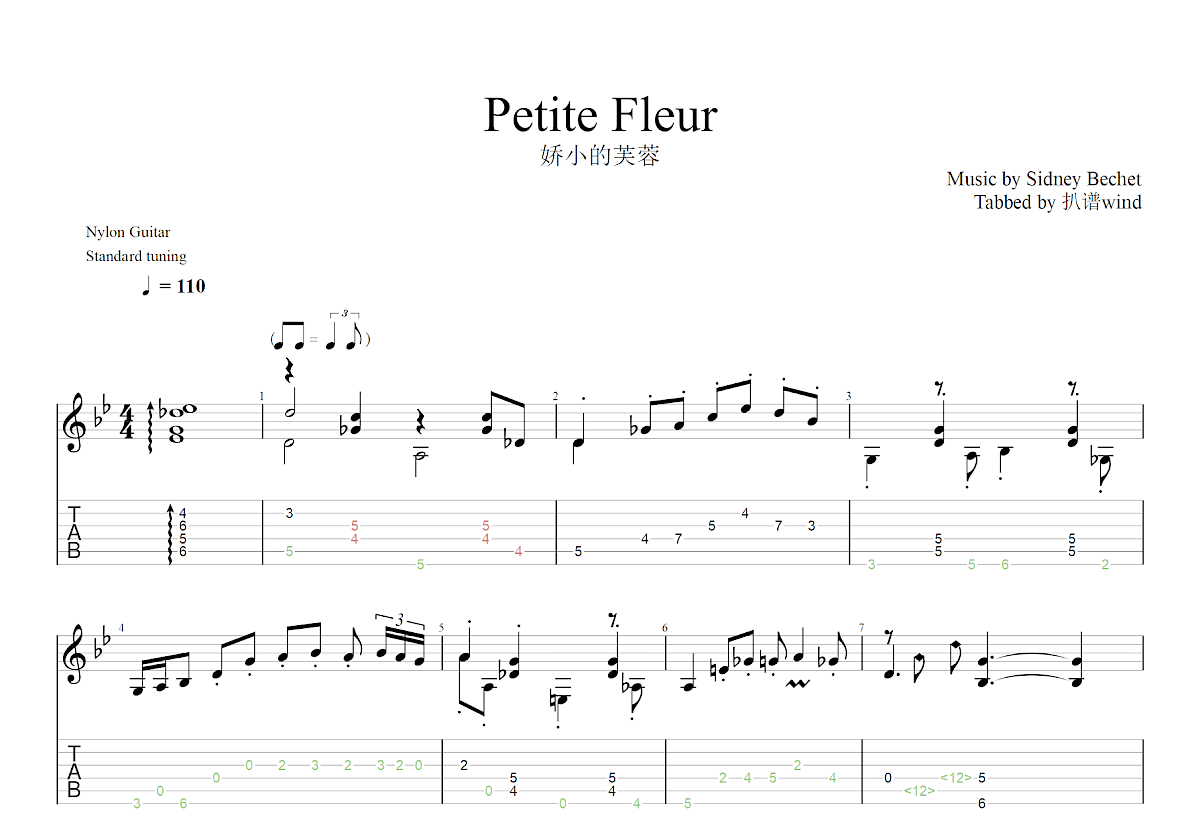 Petite Fleur吉他谱预览图
