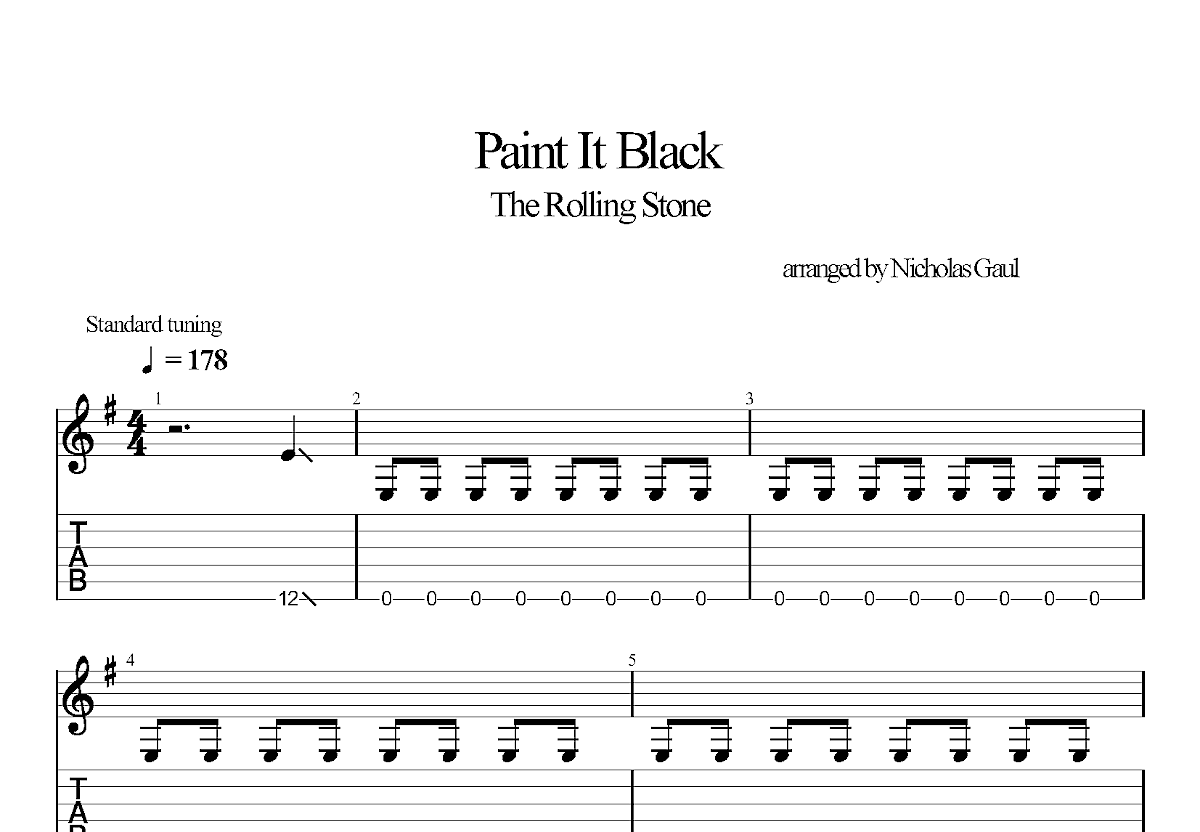 Paint It Black吉他谱预览图