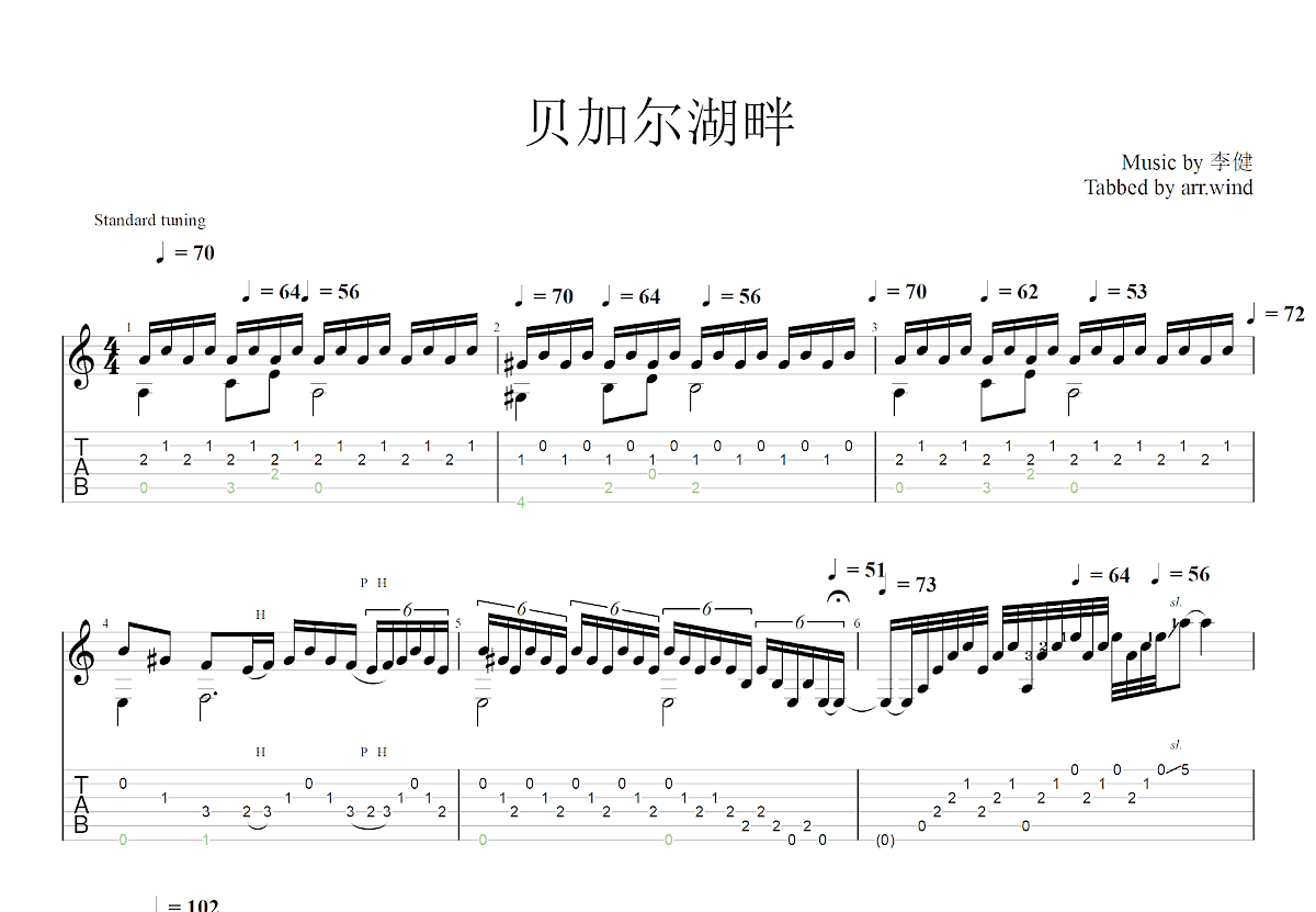贝加尔湖畔吉他谱预览图