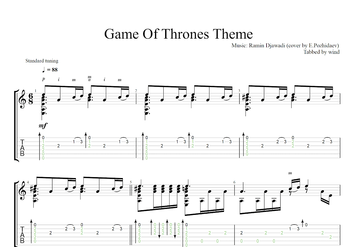 权力的游戏吉他谱预览图
