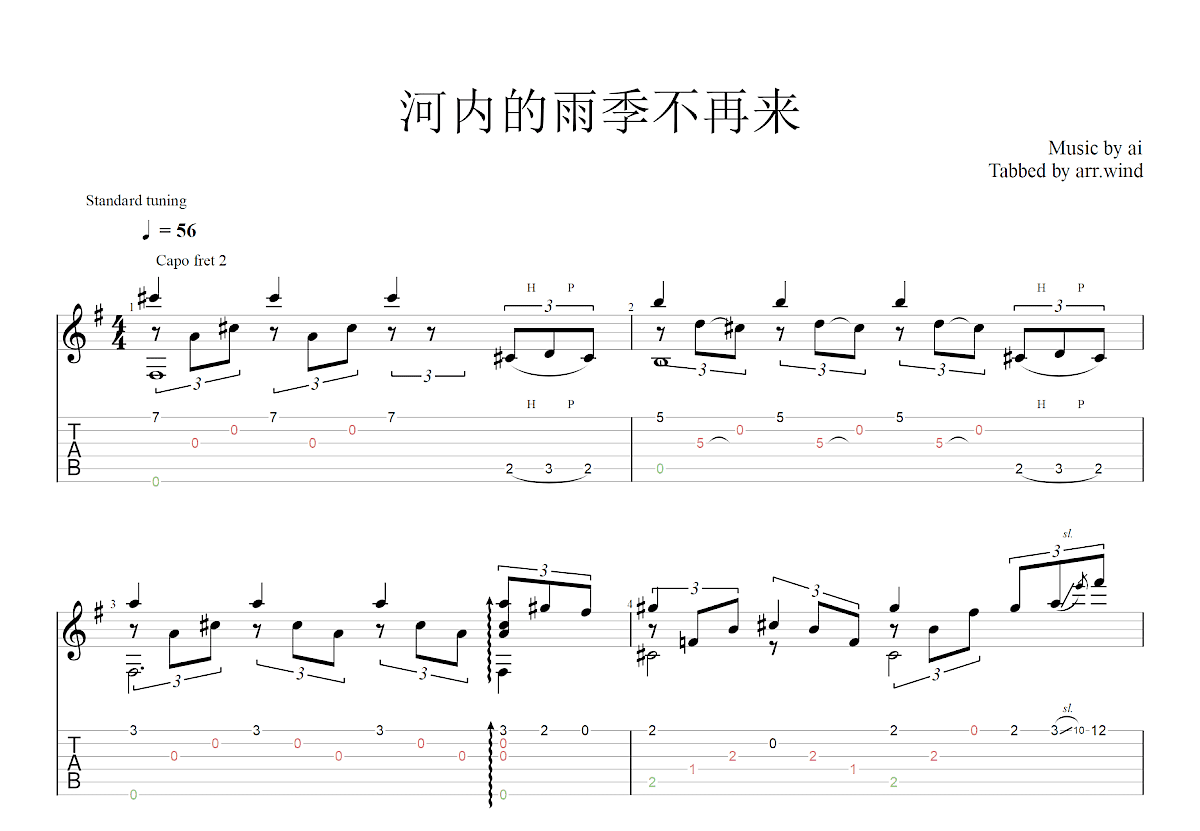 Hà Nội Mùa Vắng Những Cơn Mưa吉他谱_Trương Quý Hải_G调古典