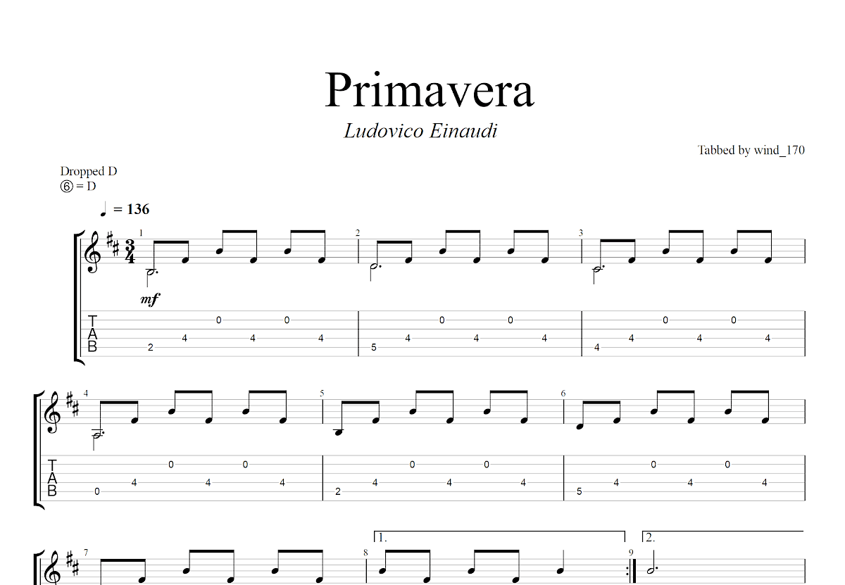 Primavera吉他谱预览图