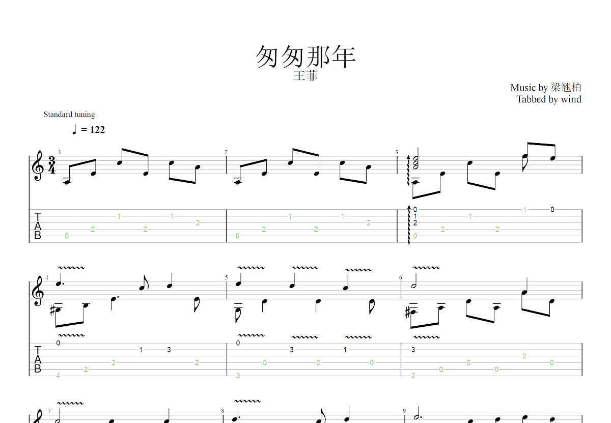 匆匆那年吉他谱预览图