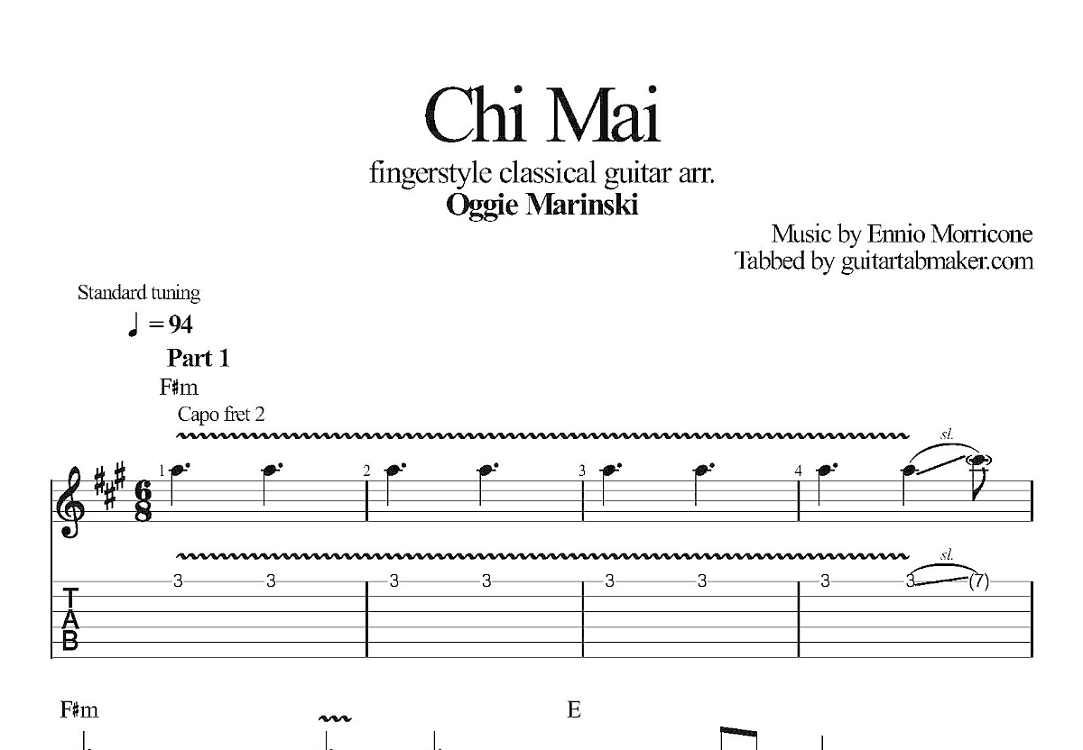 chi mai吉他谱预览图