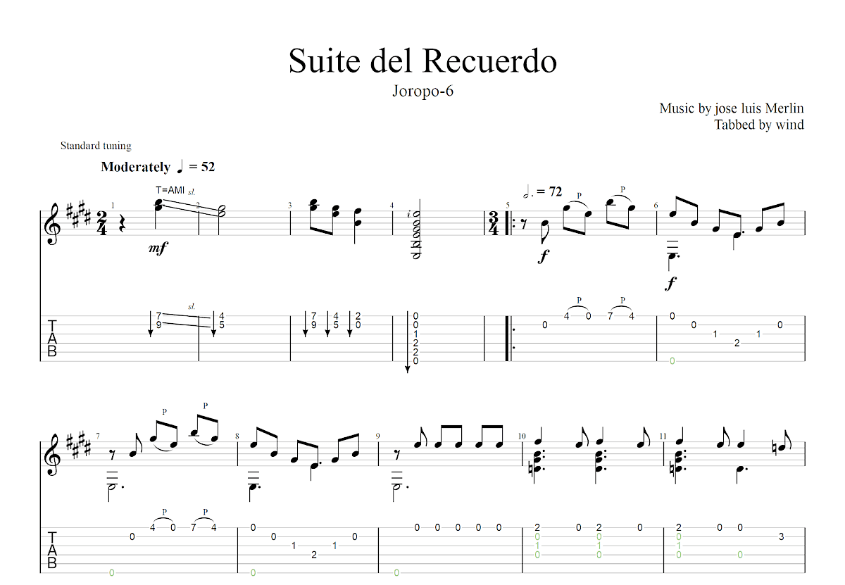 梅林回忆组曲-6吉他谱预览图