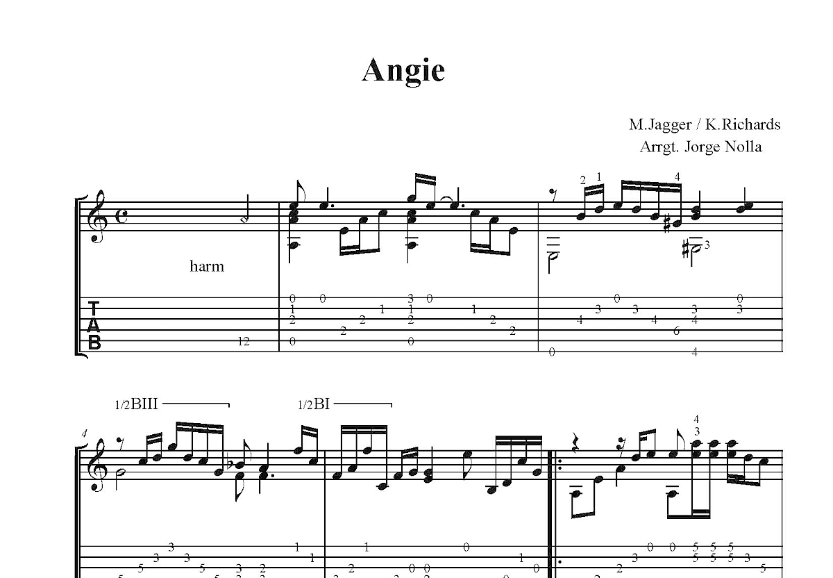 Angie吉他谱预览图
