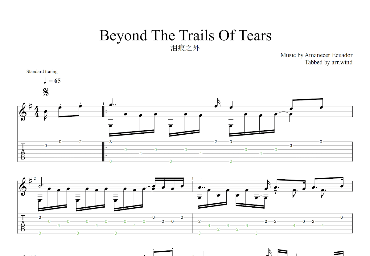 泪痕之外吉他谱预览图