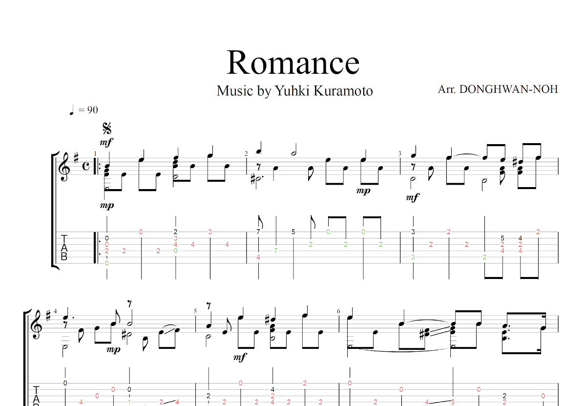 Romance吉他谱预览图