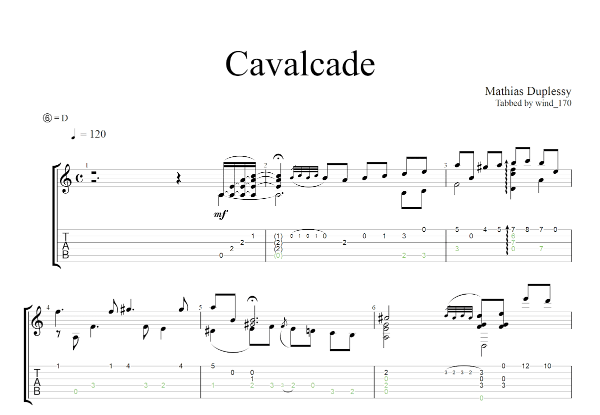 Cavalcade吉他谱预览图