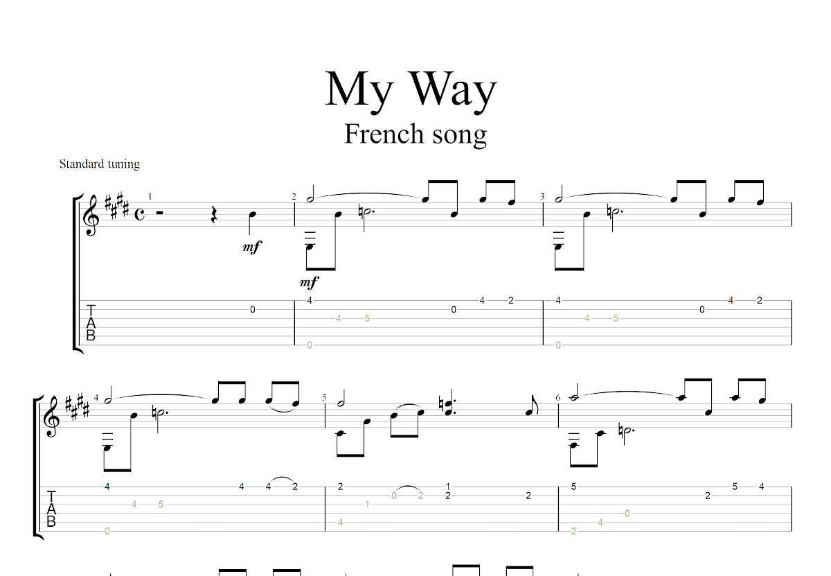 my way吉他谱_Frank Sinatra_E调古典