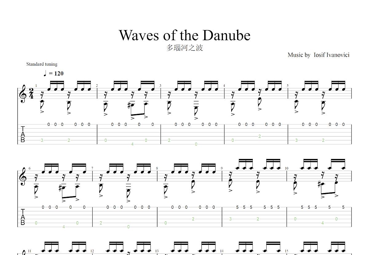 多瑙河之波吉他谱预览图