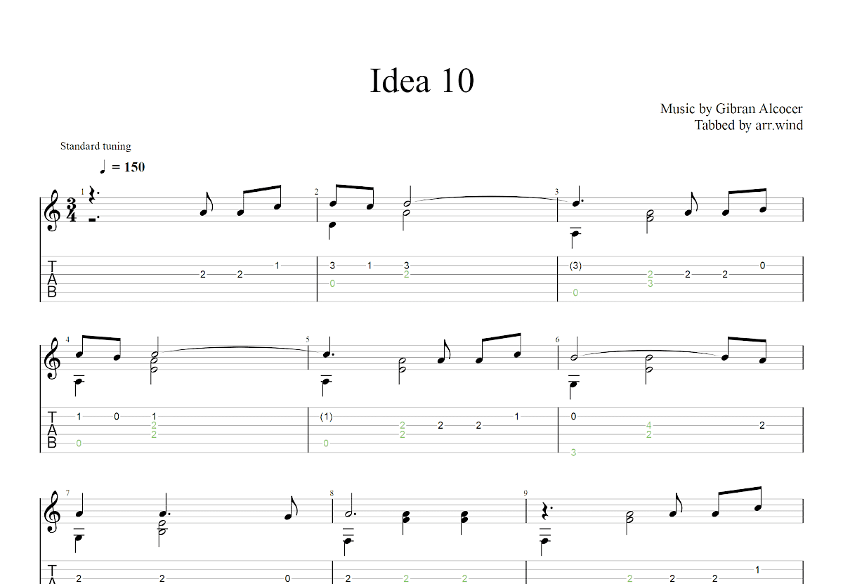 Idea 10吉他谱_Gibran Alcocer_C调古典