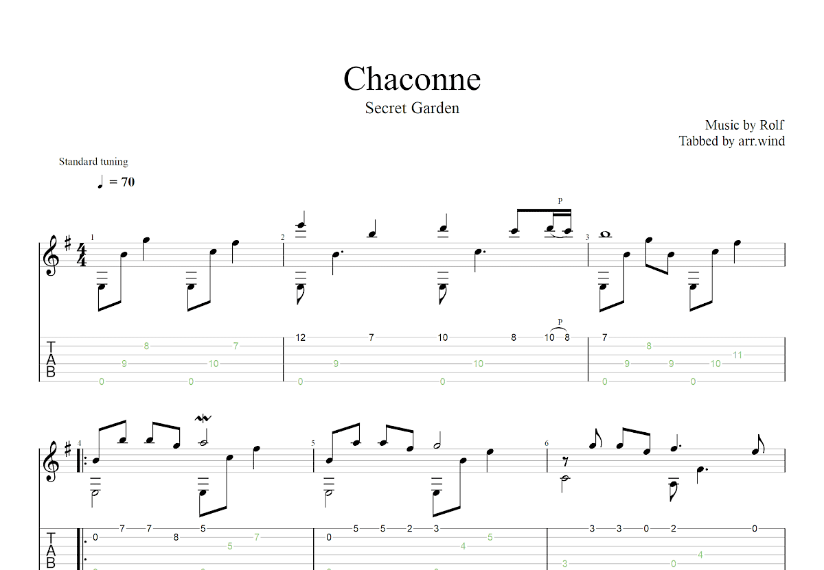 Chaconne吉他谱_Rolf_G调古典