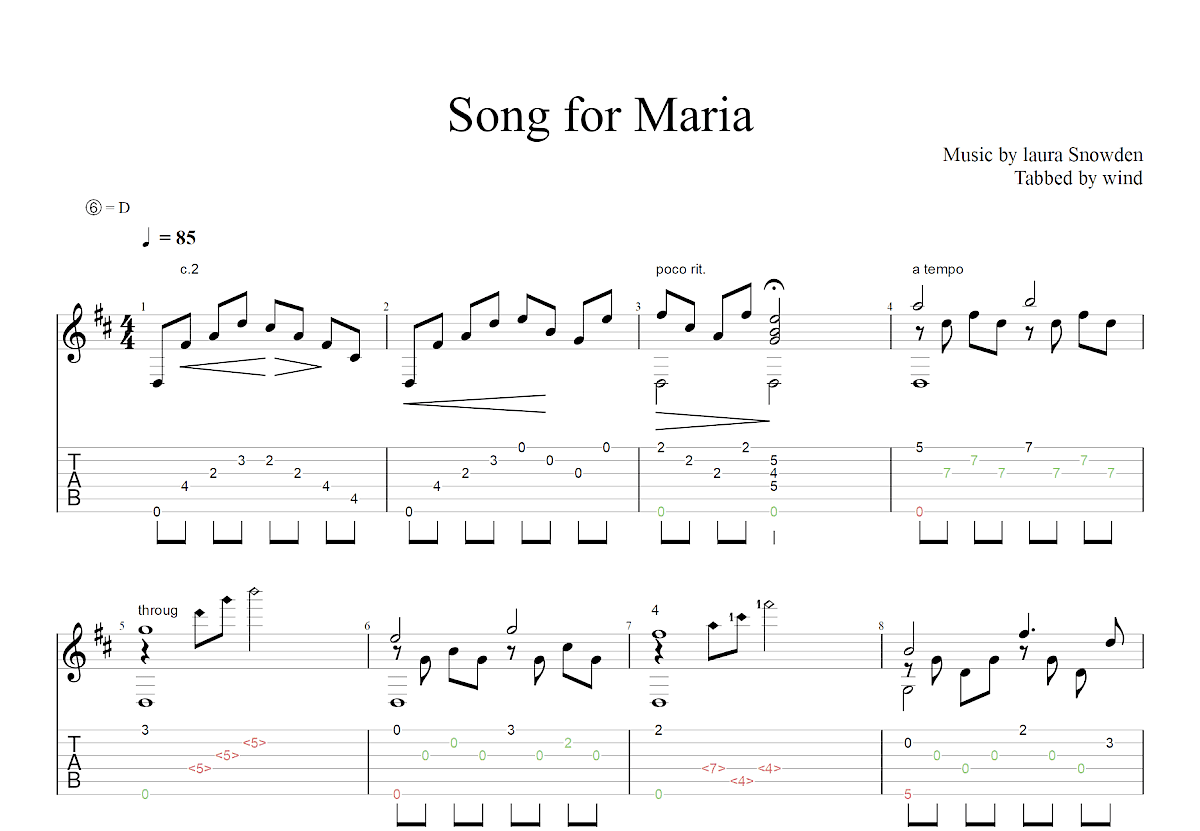 Song for Maria吉他谱预览图