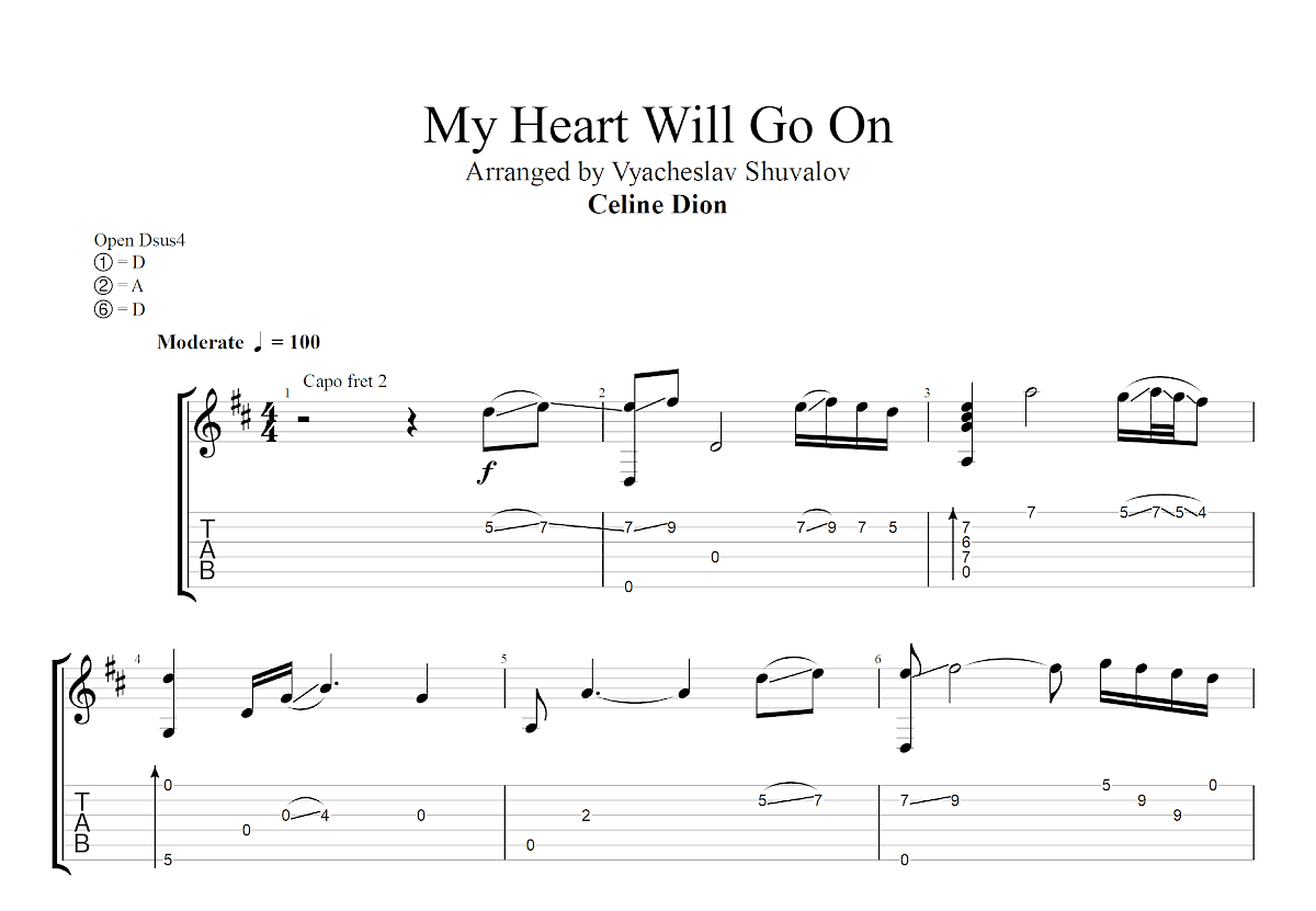 My Heart Will Go On吉他谱预览图