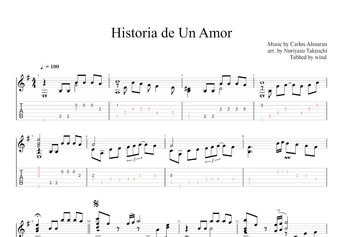 一个爱的故事吉他谱预览图