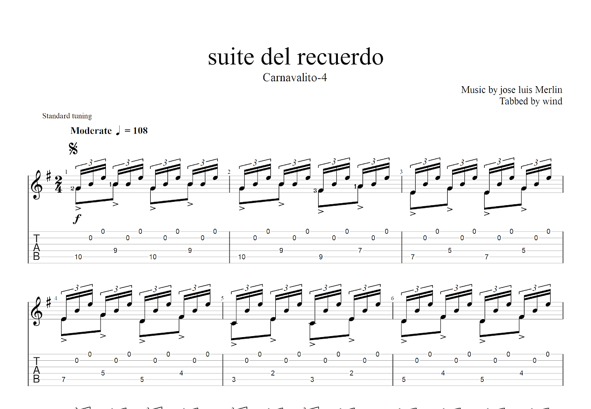 梅林回忆组曲-4吉他谱预览图