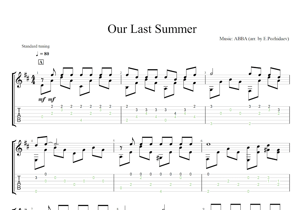 Our Last Summer吉他谱预览图
