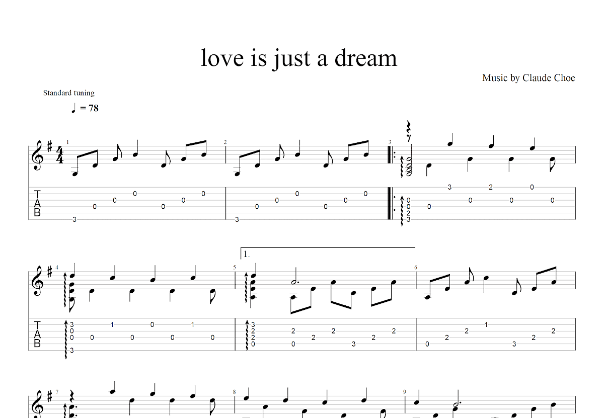 love is just a dream吉他谱_Claude Choe_G调古典