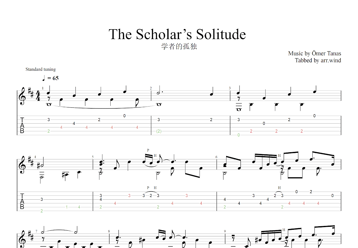 The Scholar’s Solitude吉他谱预览图